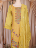 Yellow Floral Thread Embroidered Design Cotton Straight Cut Salwar Suit
