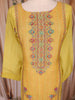 Yellow Floral Thread Embroidered Design Cotton Straight Cut Salwar Suit