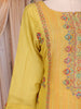 Yellow Floral Thread Embroidered Design Cotton Straight Cut Salwar Suit
