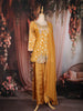 Yellow Floral Thread Embroidered Design Tissue Silk Palazzo Suit with Dupatta