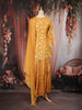 Yellow Floral Thread Embroidered Design Tissue Silk Palazzo Suit with Dupatta