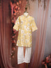 Yellow Floral Woven Design Cotton Kids Kurta Set