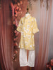 Yellow Floral Woven Design Cotton Kids Kurta Set