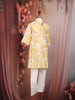 Yellow Floral Woven Design Cotton Kids Kurta Set