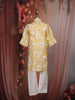 Yellow Floral Woven Design Cotton Kids Kurta Set