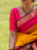 Yellow Floral Woven Pure Kanchipuram Silk Saree - Diadem