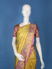 Yellow Floral Woven Pure Kanchipuram Silk Saree With Contrast Pink Zari Border