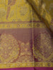 Yellow Floral Woven Pure Kanchipuram Silk Saree With Contrast Pink Zari Border