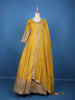 Yellow Floral Woven Silk Anarkali Gown