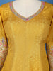 Yellow Floral Woven Silk Anarkali Gown