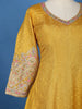 Yellow Floral Woven Silk Anarkali Gown