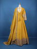 Yellow Floral Woven Silk Anarkali Gown