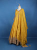 Yellow Floral Woven Silk Anarkali Gown