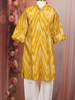Yellow Ikat Printed Cotton Kids Kurta Set