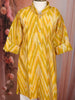 Yellow Ikat Printed Cotton Kids Kurta Set