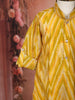 Yellow Ikat Printed Cotton Kids Kurta Set