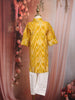 Yellow Ikat Printed Cotton Kids Kurta Set