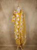 Yellow Leaf Printed Design Cotton Straight Cut Salwar Suit with Dupatta