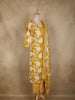Yellow Leaf Printed Design Cotton Straight Cut Salwar Suit with Dupatta