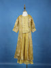 Yellow Mirror Work Kids Palazzo Suit With Jacquard Long Jacket