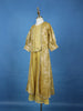 Yellow Mirror Work Kids Palazzo Suit With Jacquard Long Jacket