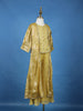 Yellow Mirror Work Kids Palazzo Suit With Jacquard Long Jacket