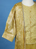 Yellow Mirror Work Kids Palazzo Suit With Jacquard Long Jacket