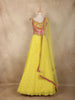 Yellow Mirror and Thread Embroidered Design Chiffon Lehenga