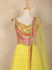 Yellow Mirror and Thread Embroidered Design Chiffon Lehenga