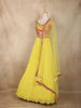 Yellow Mirror and Thread Embroidered Design Chiffon Lehenga