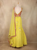 Yellow Mirror and Thread Embroidered Design Chiffon Lehenga