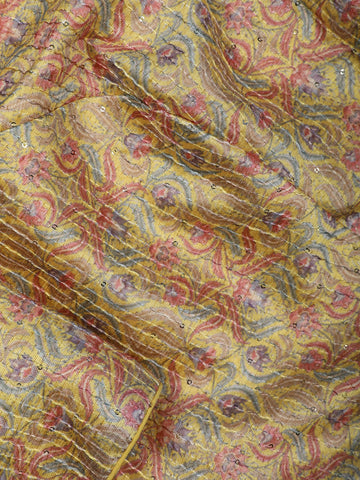 Yellow Multicolor Floral Printed Silk Readymade Blouse - Diadem
