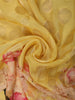 Yellow Polka Woven Design Organza Saree with Floral Printed Border