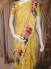 Yellow Polka Woven Design Organza Saree with Floral Printed Border