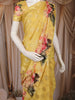 Yellow Polka Woven Design Organza Saree with Floral Printed Border