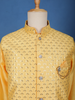 Yellow Sequin Embroidered Brocade Kurta Pyjama - Diadem