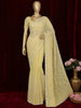 Yellow Sequin Embroidery Designed Organza Saree