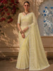 Yellow Sequin Embroidery Designed Organza Saree