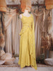 Yellow Sequin and Bead Embroidered Organza Peplum Palazzo Suit with Dupatta
