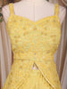 Yellow Sequin and Bead Embroidered Organza Peplum Palazzo Suit with Dupatta