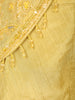 Yellow Sequin and Bead Embroidered Organza Peplum Palazzo Suit with Dupatta