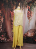 Yellow Sequins Embellished Georgette Palazzo Suit with Dupatta