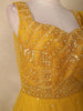 Yellow Sequins Embroidered Net Gown with One-Shoulder Dupatta