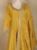 Yellow Small Floral Butta Woven Tissue Banarasi Gown with Dupatta