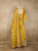 Yellow Small Floral Butta Woven Tissue Banarasi Gown with Dupatta