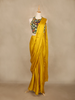 Yellow Solid Design Georgette Ready To Wear Saree With Beads Embellished Blouse