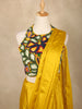 Yellow Solid Design Georgette Ready To Wear Saree With Beads Embellished Blouse
