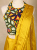 Yellow Solid Design Georgette Ready To Wear Saree With Beads Embellished Blouse