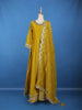 Yellow Stone Embellished Georgette Anarkali Suit With Scalloped Dupatta