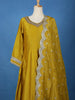Yellow Stone Embellished Georgette Anarkali Suit With Scalloped Dupatta
